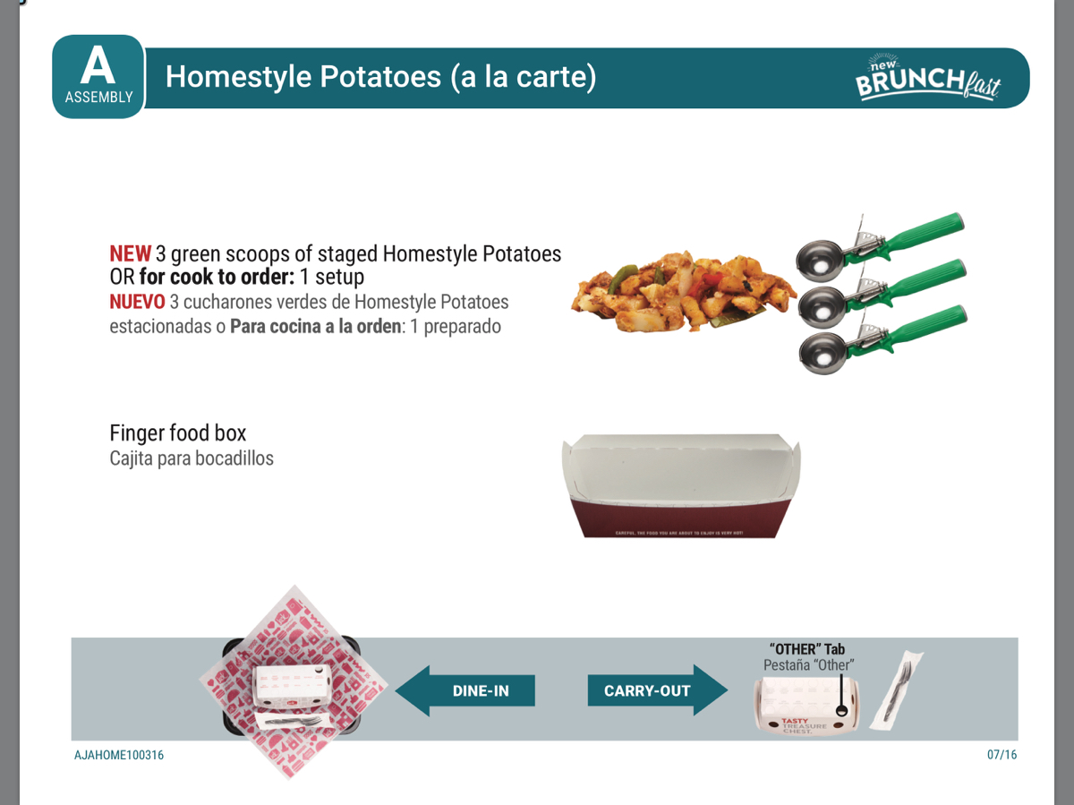 Homestyle potatoes ( a la carte) Assembly