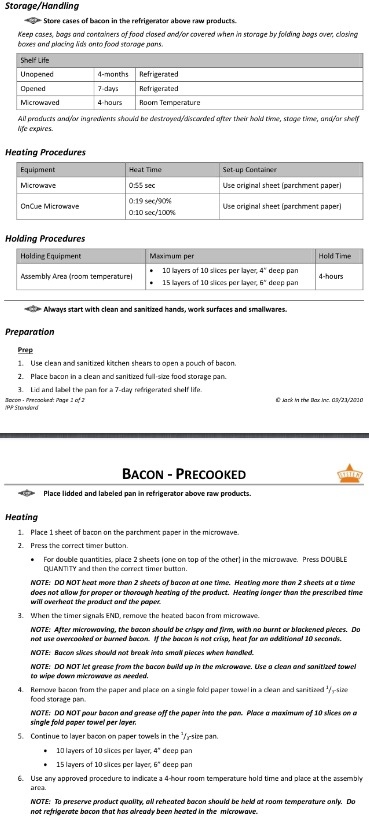 Bacon Cooking Procedure