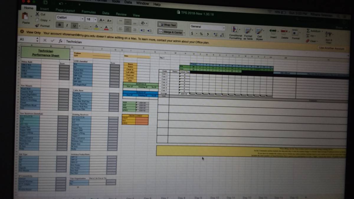 OJT (TPS) Tech Performance Sheet for Trainee  - color coded - duplicate