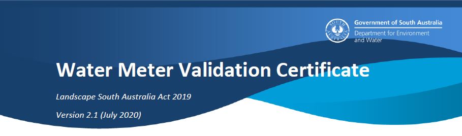 Water Meter Validation Certificate (SA Water)