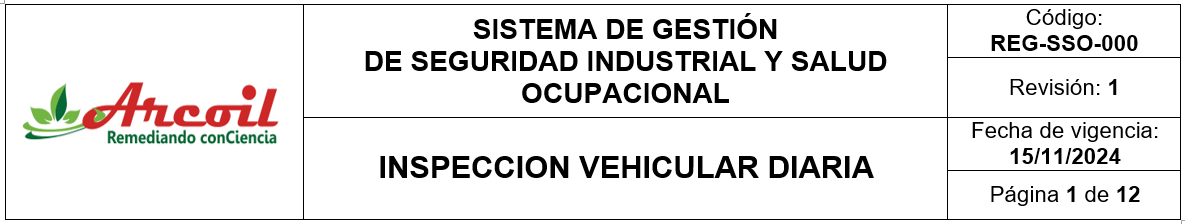 INSPECCIÓN VEHICULAR DIARIA - ARCOIL