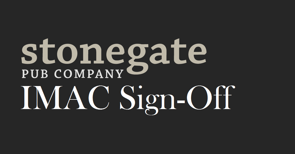 Stonegate IMAC sign off v1.0