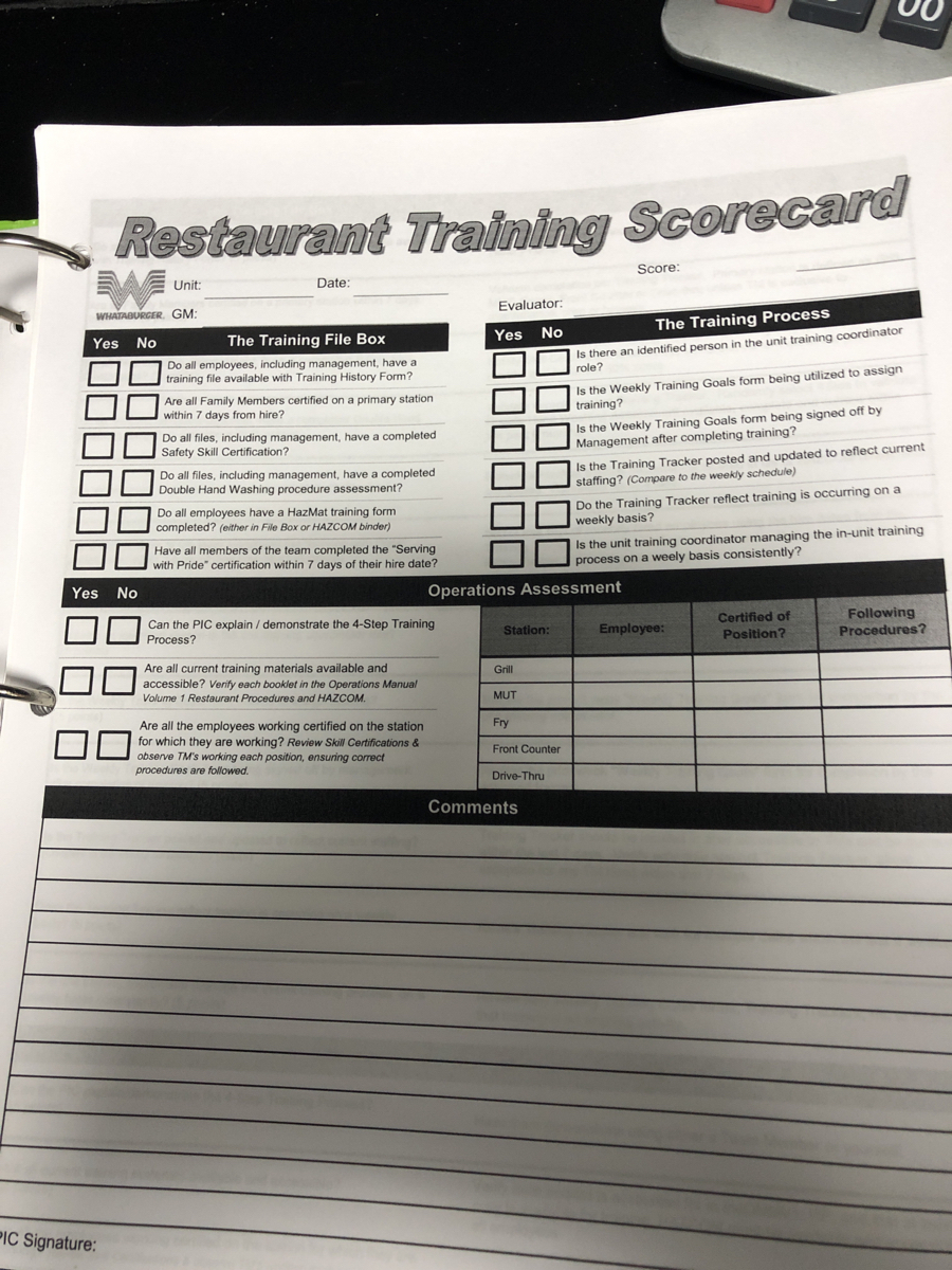 DKT Training Score Card