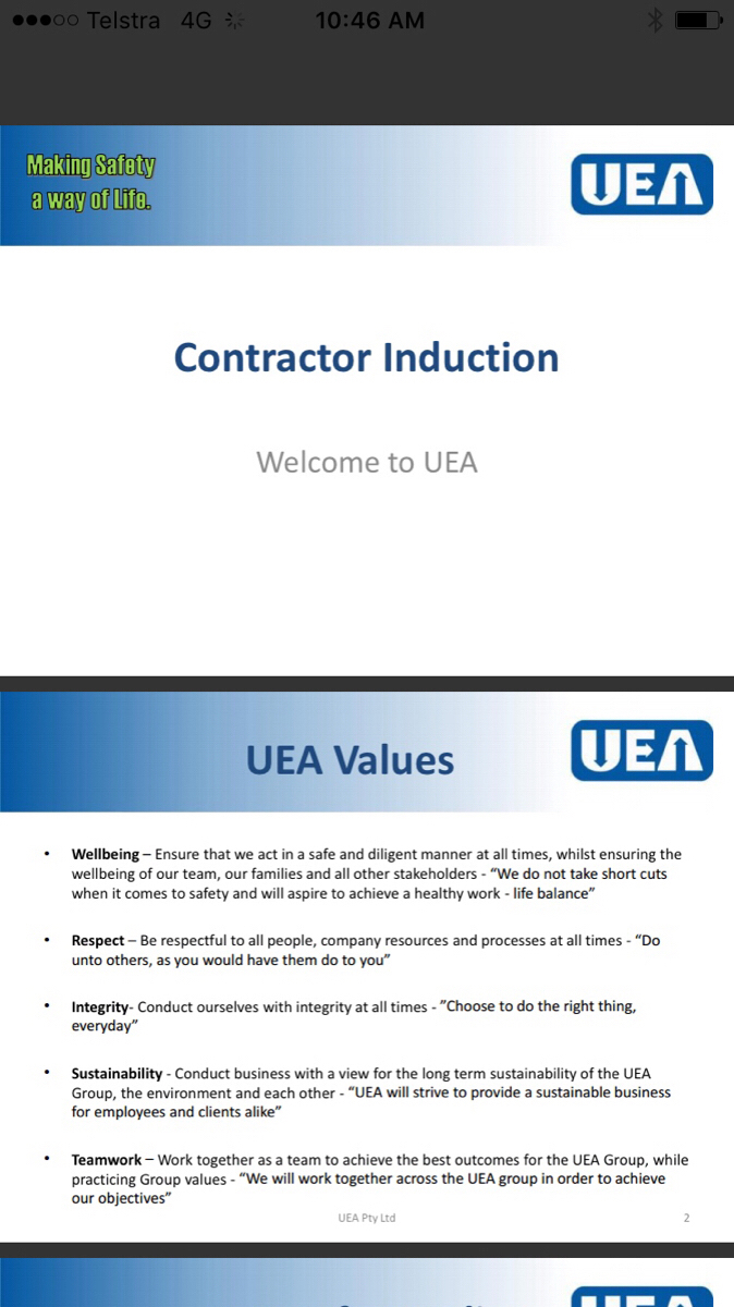 UEA Subcontractor Induction
