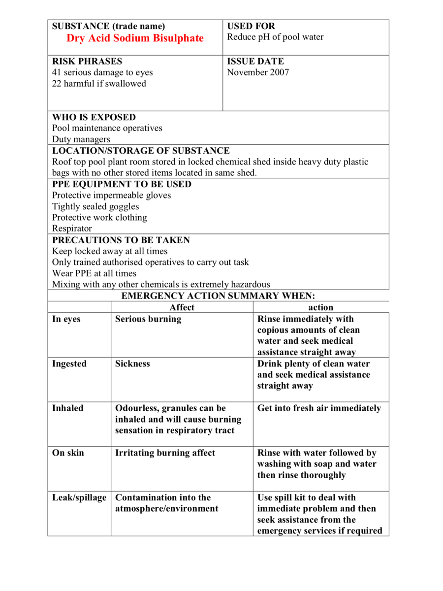 Risk Assessment Pool Chemicals delivery SafetyCulture